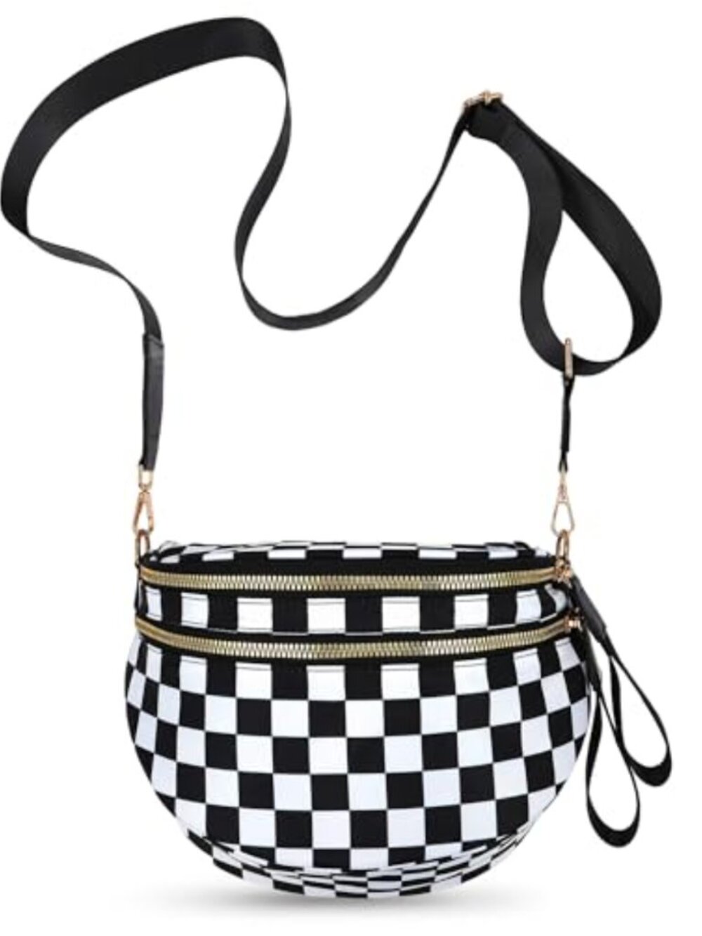 Nylon Checkered Crossbody Bum Bag Fanny Pack Belt Bag Adjustable Strap